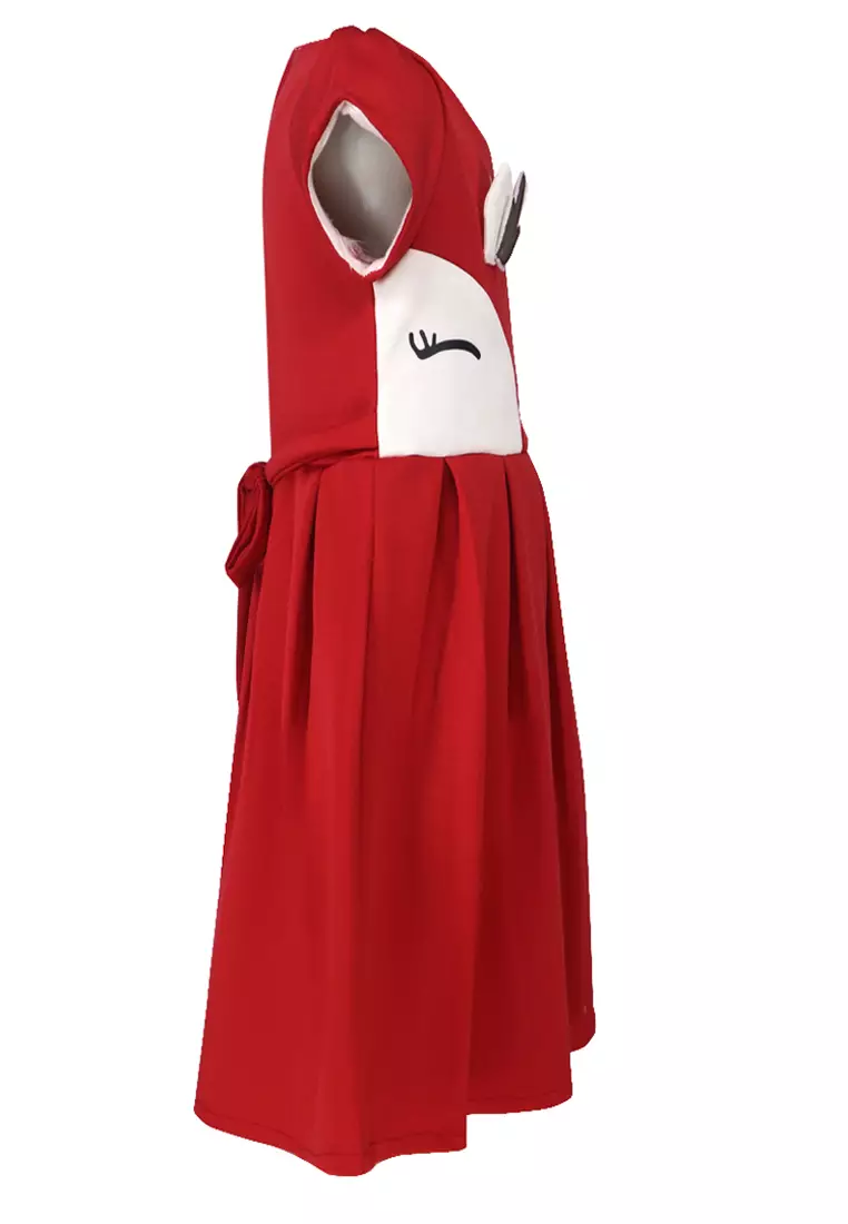 Two Mix Dress Anak Perempuan Bahan Kaos Scuba Usia 1-12 Tahun 4236 Merah