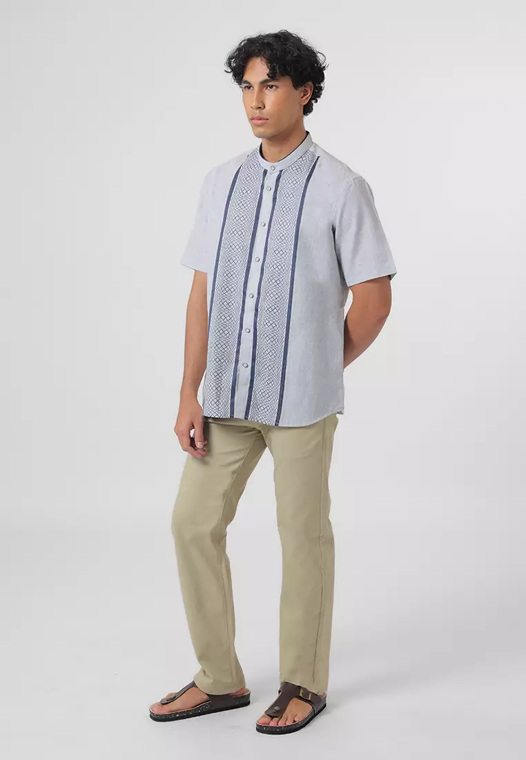 Kemeja Koko Pria Lengan Pendek Baju Muslim Pria AFFAN GREY