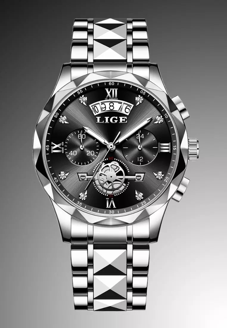 计时码表男女通用 和不锈钢石英表，日期，不锈钢表带