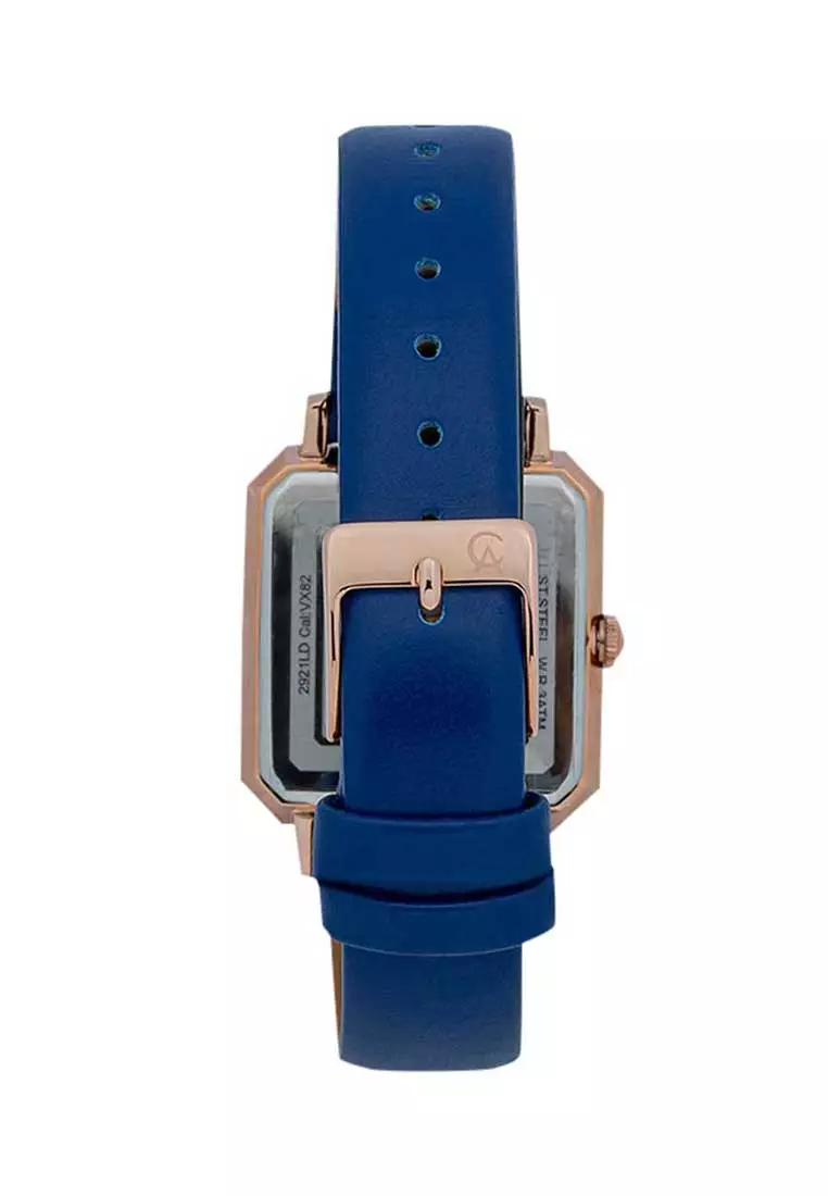 Alexandre Christie Jam Tangan Wanita - Blue Rosegold - Leather Strap - 2921 LDLRGBU