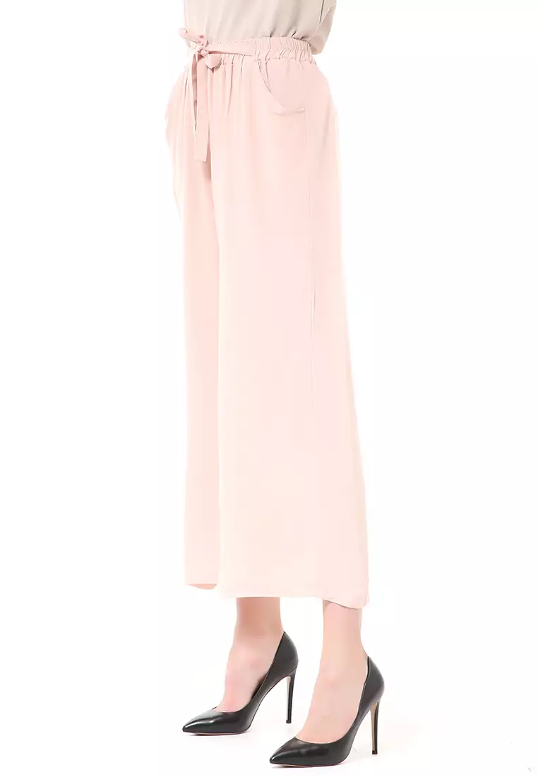 Stella Celana Panjang Casual Wanita Kulot Loose Pants Homewear Material Rayon ORIGINAL - Soft Peach