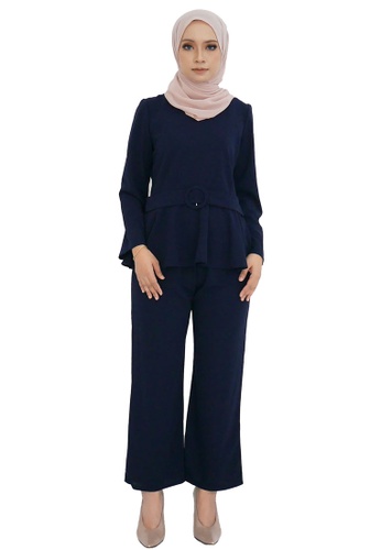 Bella Peplum Suit from ARCO in Blue and Navy