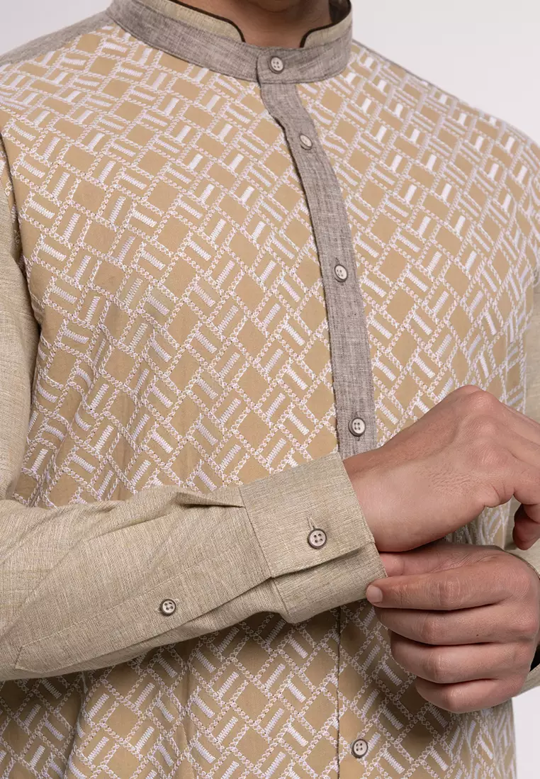 MOC - Kemeja Koko Lengan Panjang Pria Bilal - Khaki