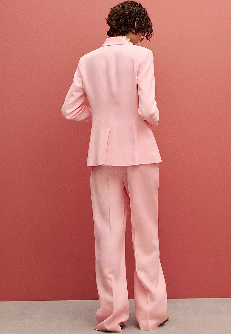 Straight Linen Pants With Bow