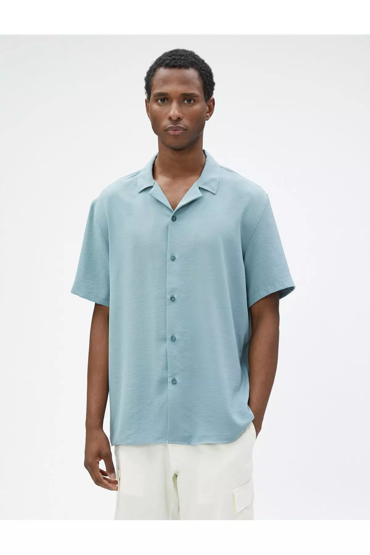 Summer Shirt Short Sleeve Turn-Down Collar Buttoned