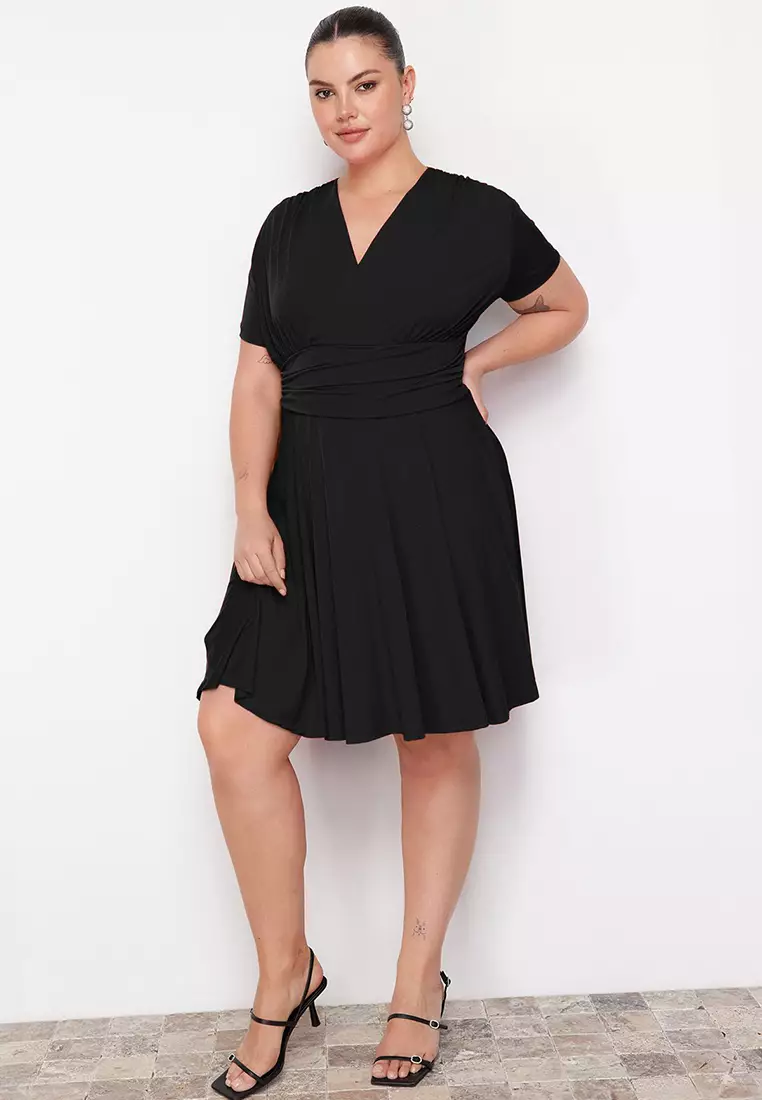 Black Sandy Knitted Plus Size Dress