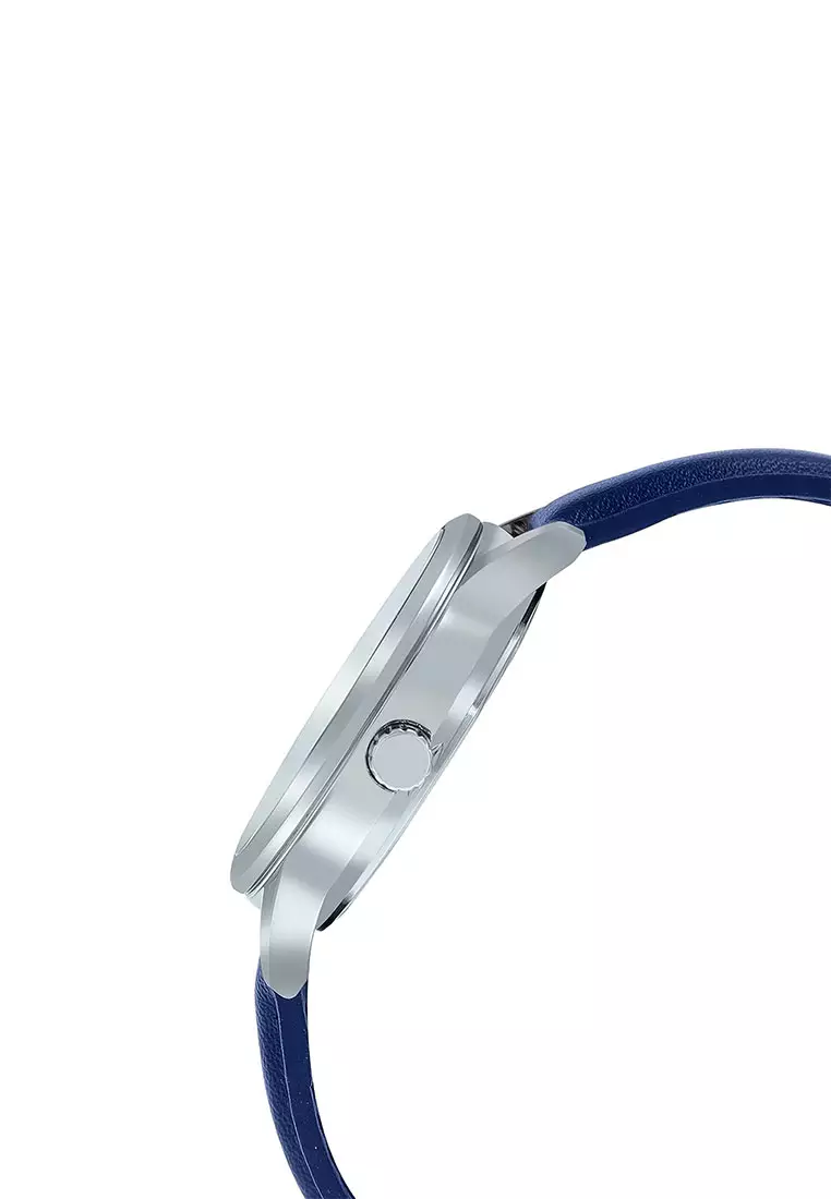 Casio Jam Tangan Pria - Blue Silver - Leather Strap - MTP-V002L-2B3UDF