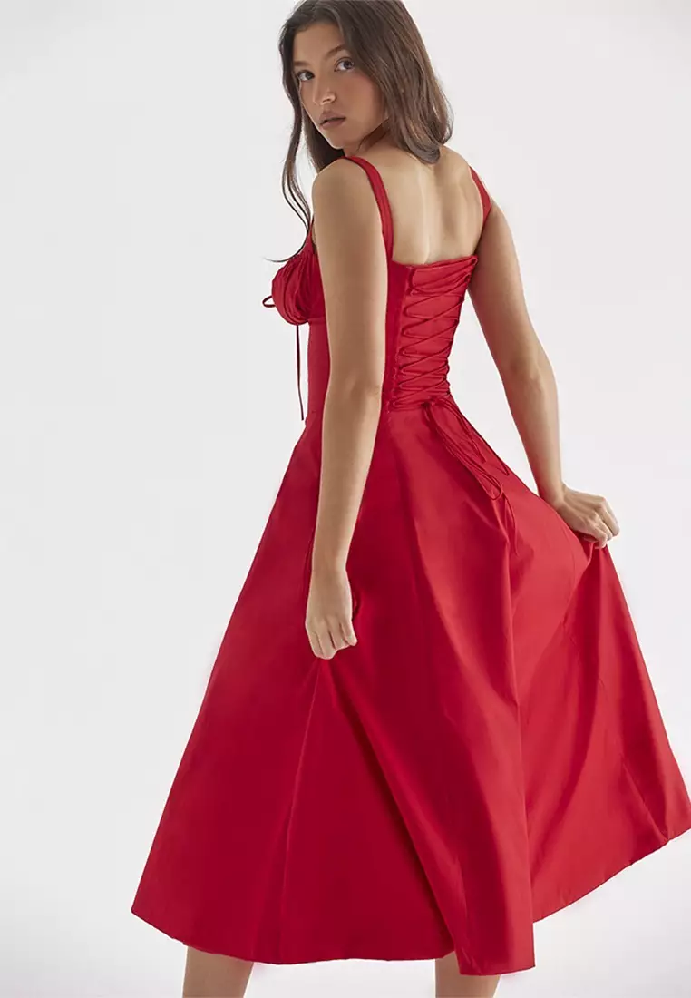 Backless Slim Suspender Slit Dress LBH-D1313