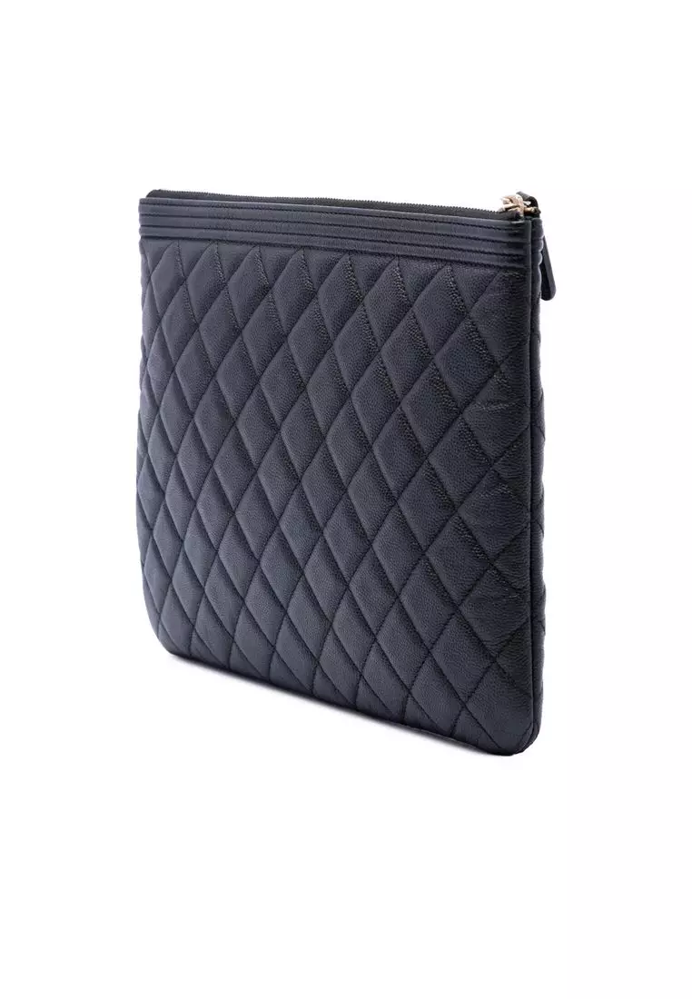 Pre-Loved Chanel Medium Quilted Caviar Boy O Case Clutch