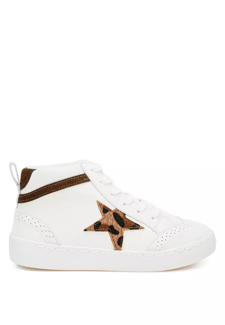 Star High Ankle Sneakers in White