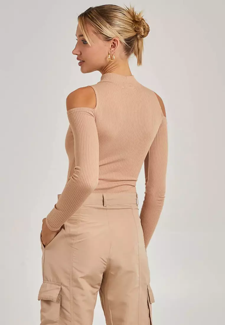 Pink Vanilla Stone Cold Shoulder Ribbed Body