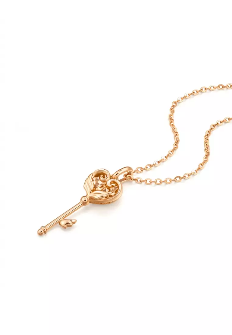 Delicate Gold 18K Rose Gold Romantic Hearted Key Pendants for Women 92776P (Necklace not included)