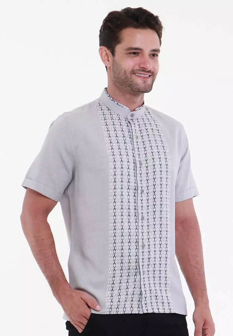 MAGINOT ZAFER GREY Koko Slim Fit Lengan Pendek