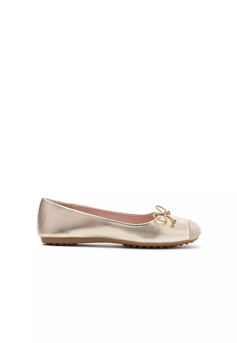 Discount on Nose  shoes - SKU: Duo Tone Square Toe Flat Ballerina