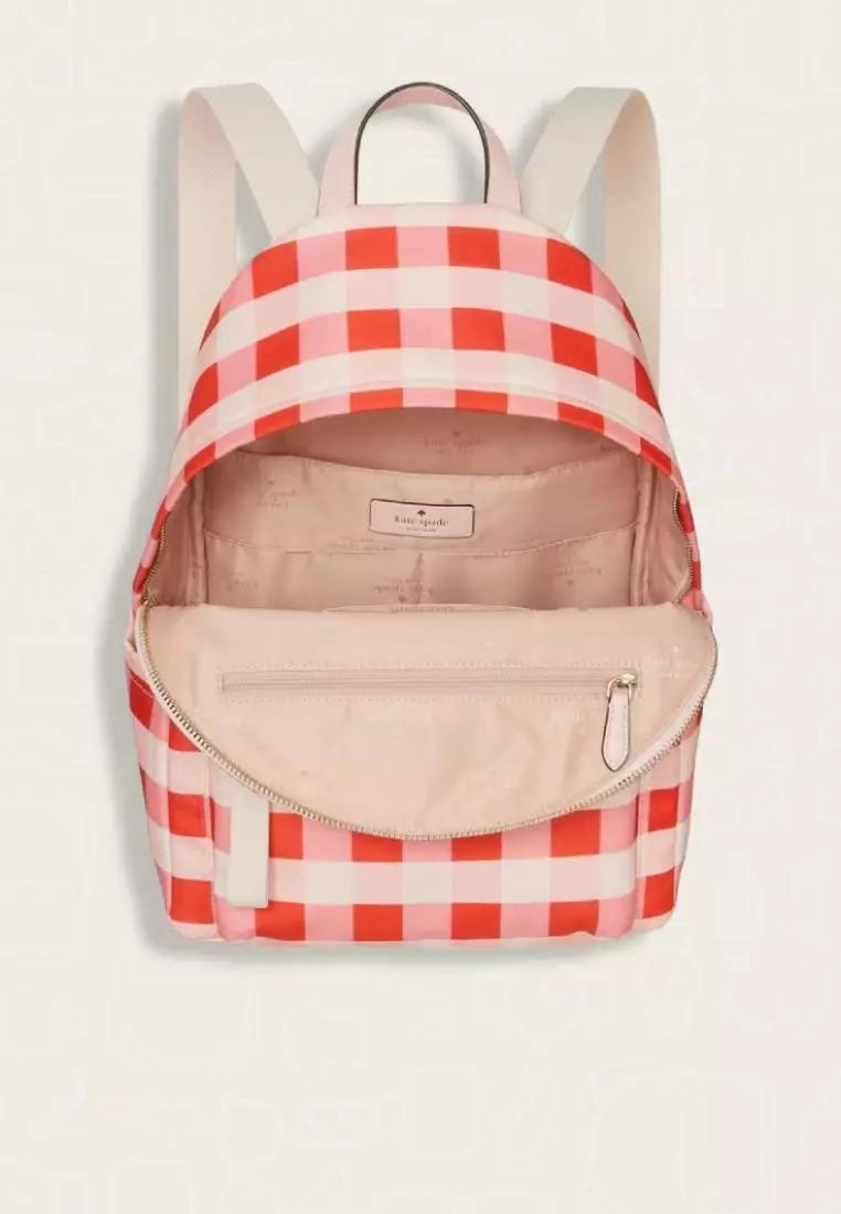 Kate Spade Chelsea Gingham Medium Backpack Pink Multi
