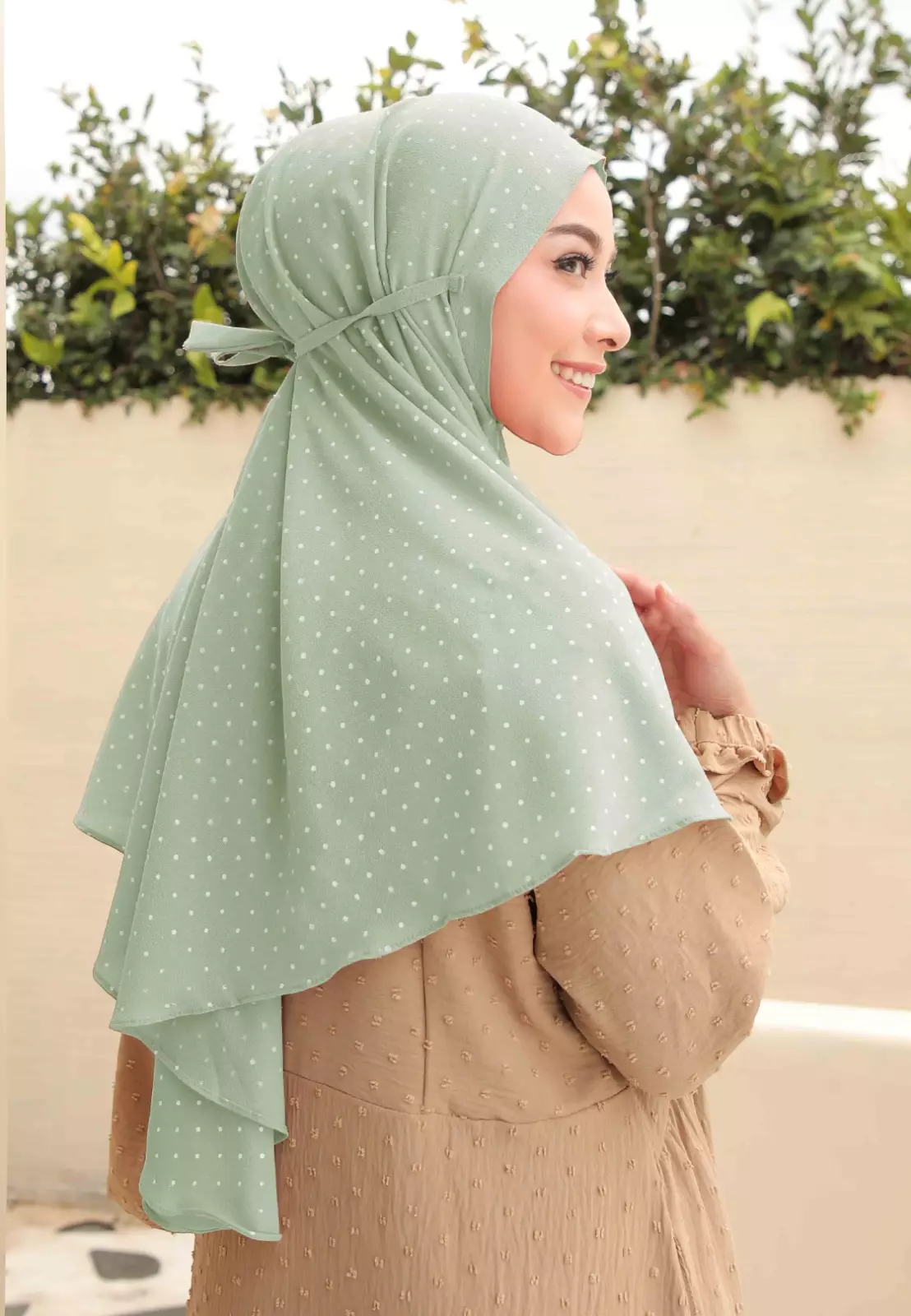 Zelena - Rowena Bergo | Hijab Instan Tali | Kerudung Motif - Mint Leaf