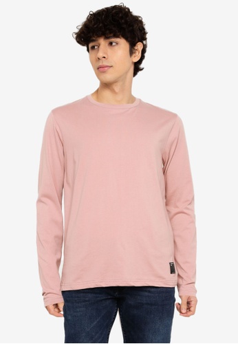 UniqTee pink Crew Neck Long Sleeve T-Shirt With Side Label 126D2AA8E80F58GS_1