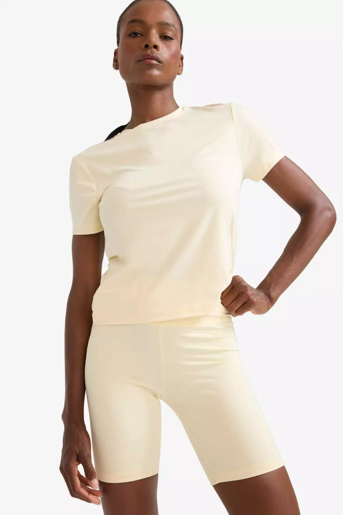 Defactofit Standard Fit Crew Neck Sportsman Basic Plain Short Sleeve White T-Shirt D2296Ax25Sp