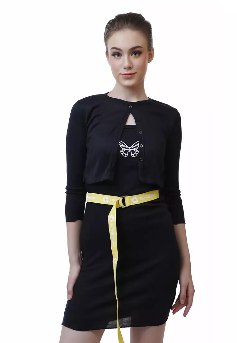 Hasina Aksesoris Fashion Ikat Pinggang Wanita Motif Bunga Casual Belt Material Canvas ORIGINAL - Yellow