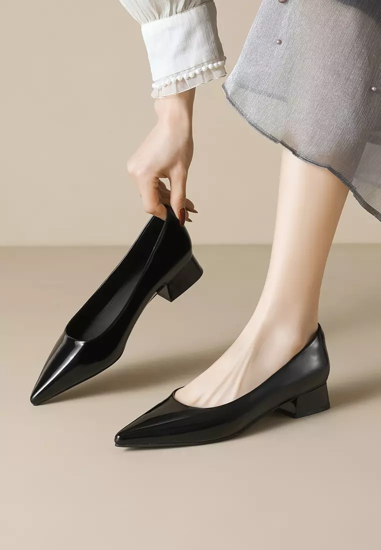3CM Pointed Chunky Heel Pumps WW5153-1