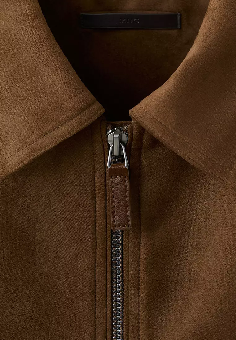 Suede-Effect Jacket with Pockets