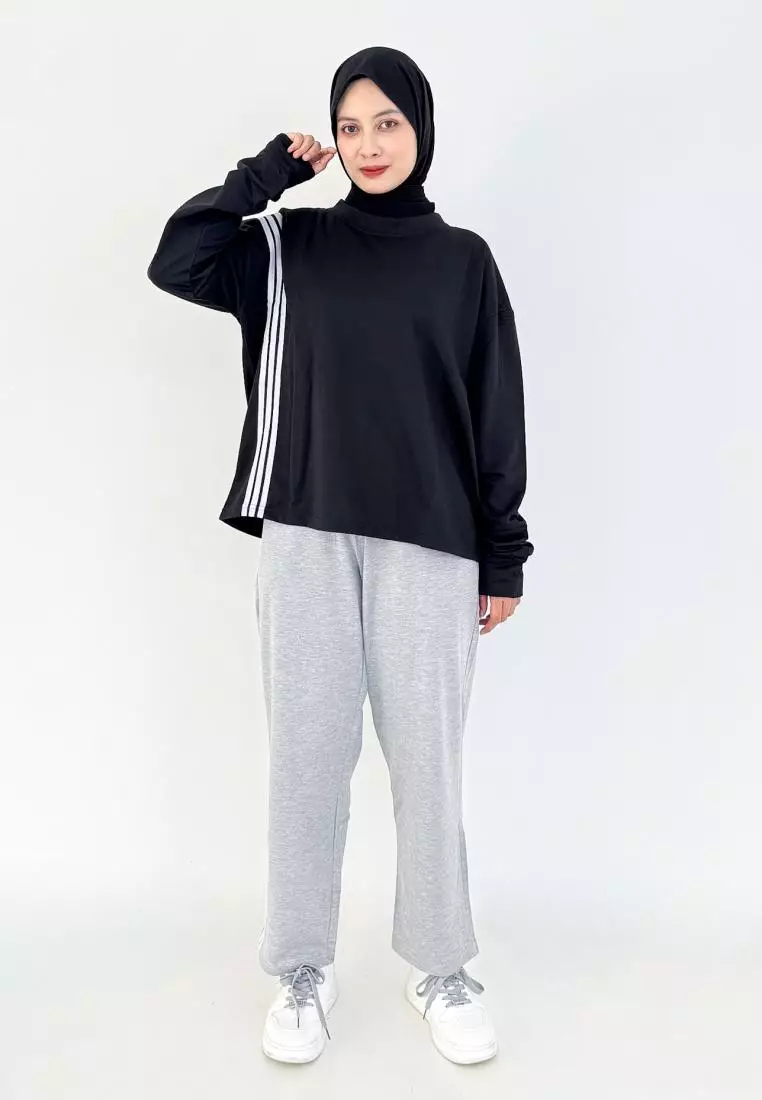 Set Sporty Alena [BLACK-GREY] Setelan Training Babyterry