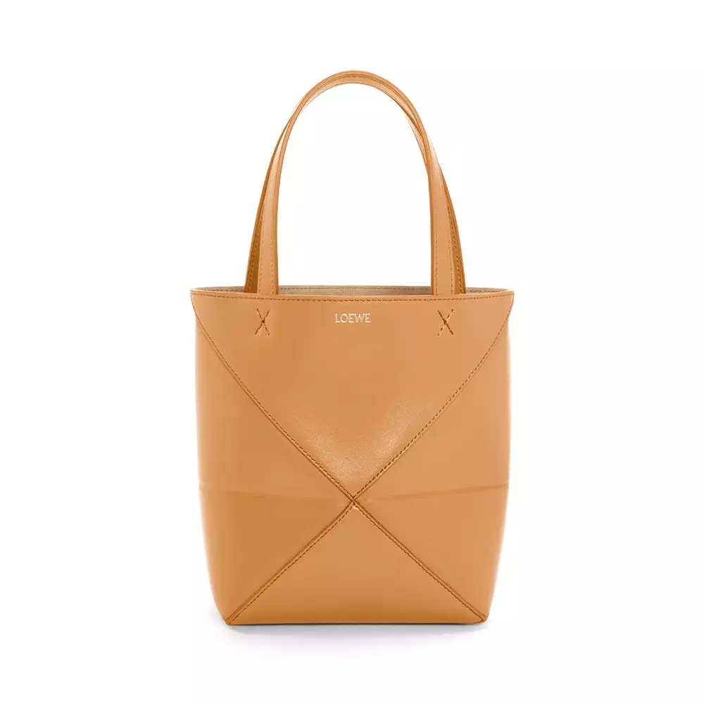 Mini Puzzle Shiny Calfskin Tote Warm Desert