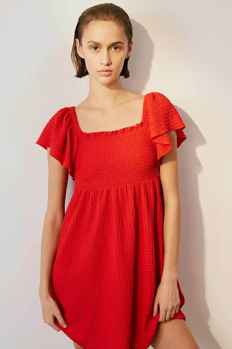 Smocked-bodice dress