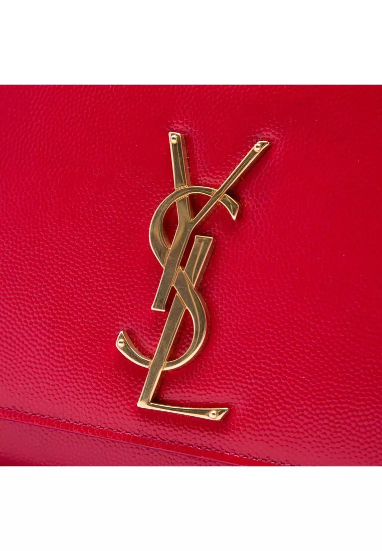Pre-Loved Saint Laurent Grain De Poudre Monogram Cassandre Clutch