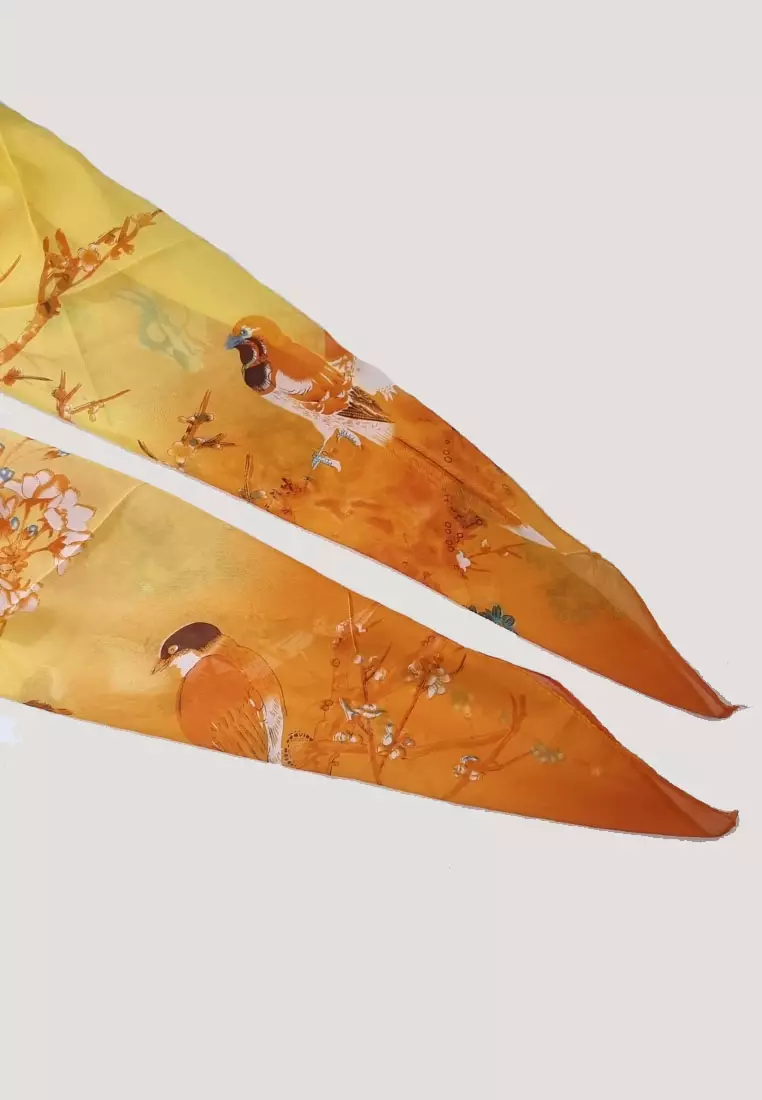 Magpie Silk-Feel Scarf Orange