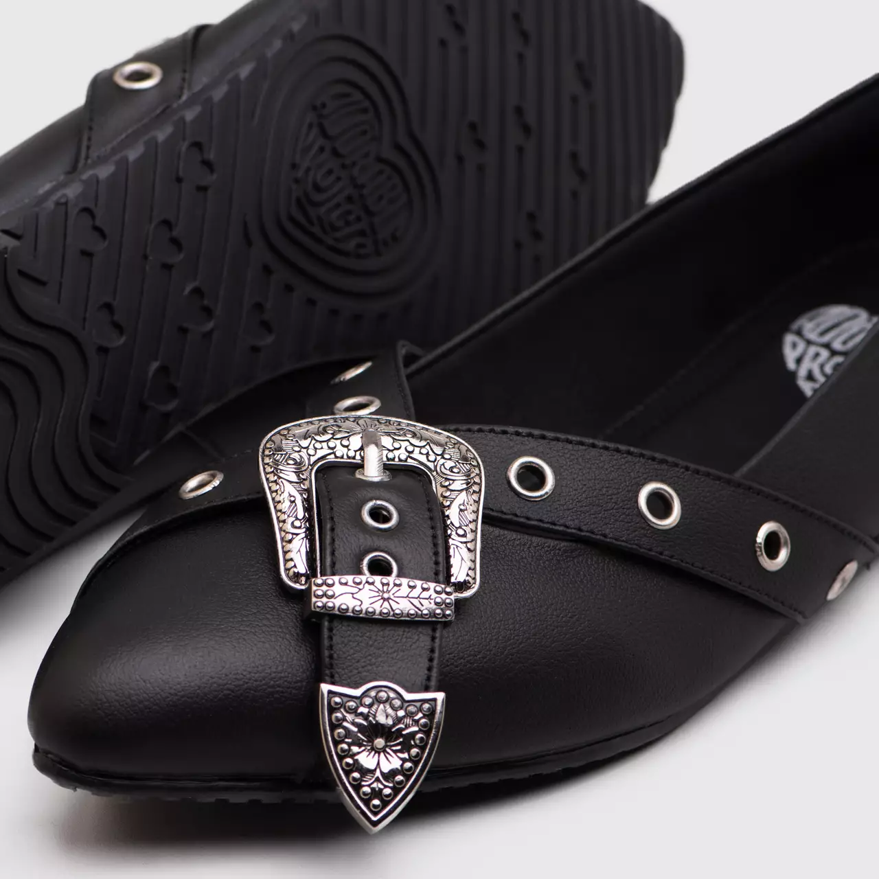 Mufla Flat Shoes Genuine Leather Black