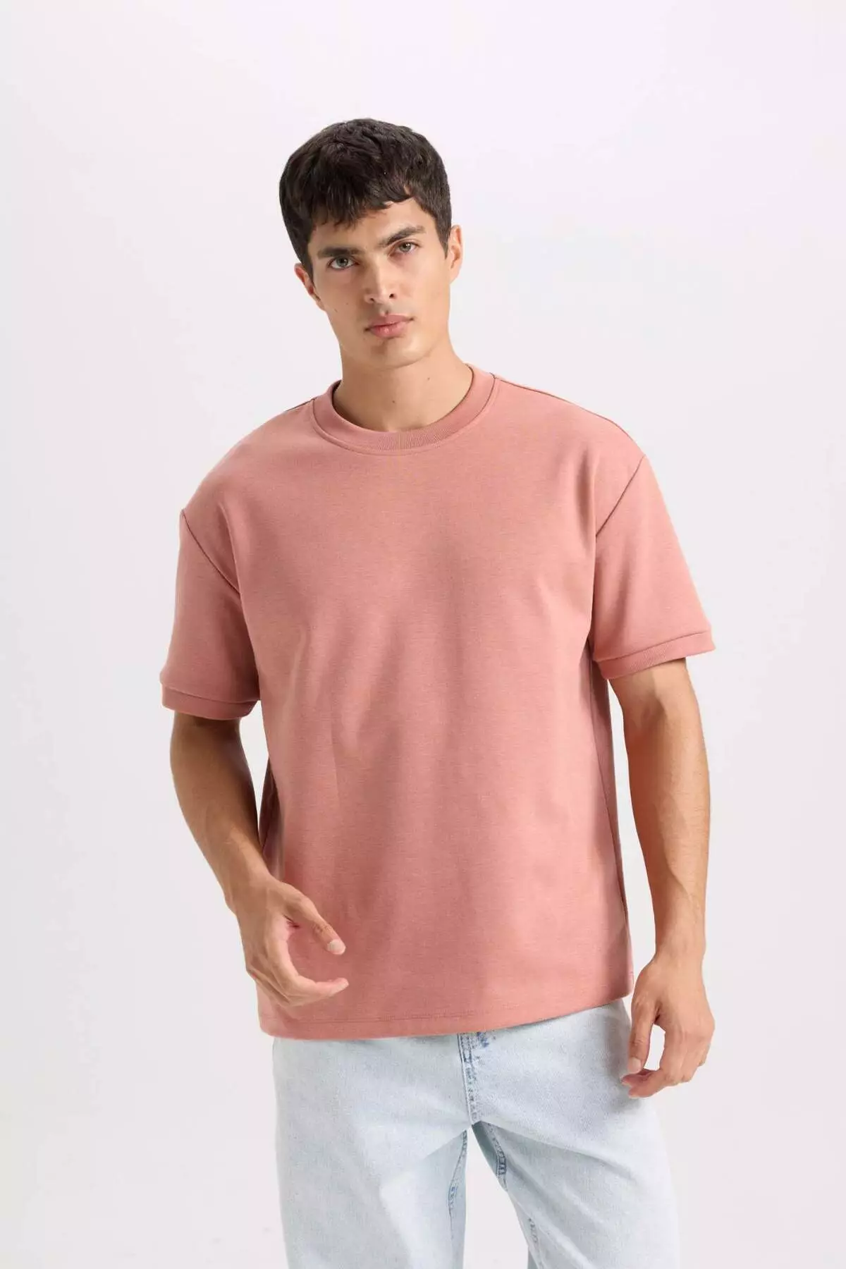Oversize Wide Fit Crew Neck Basic Plain Short Sleeve Heavy Fabric T-Shirt B6494Ax25Sp