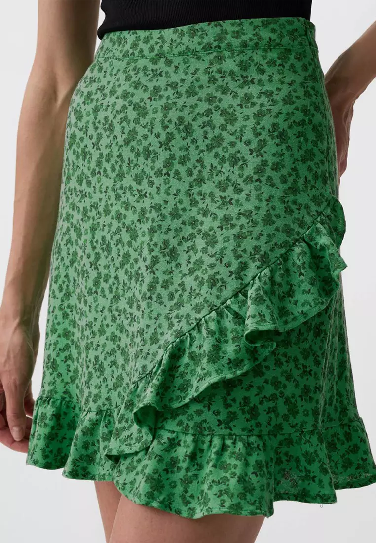 Buy Jimmy Key Jimmy Key Green Floral Patterned Regular Waist Linen