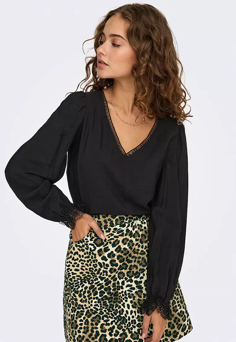 Camille Long Sleeve Lace V-Neck Top