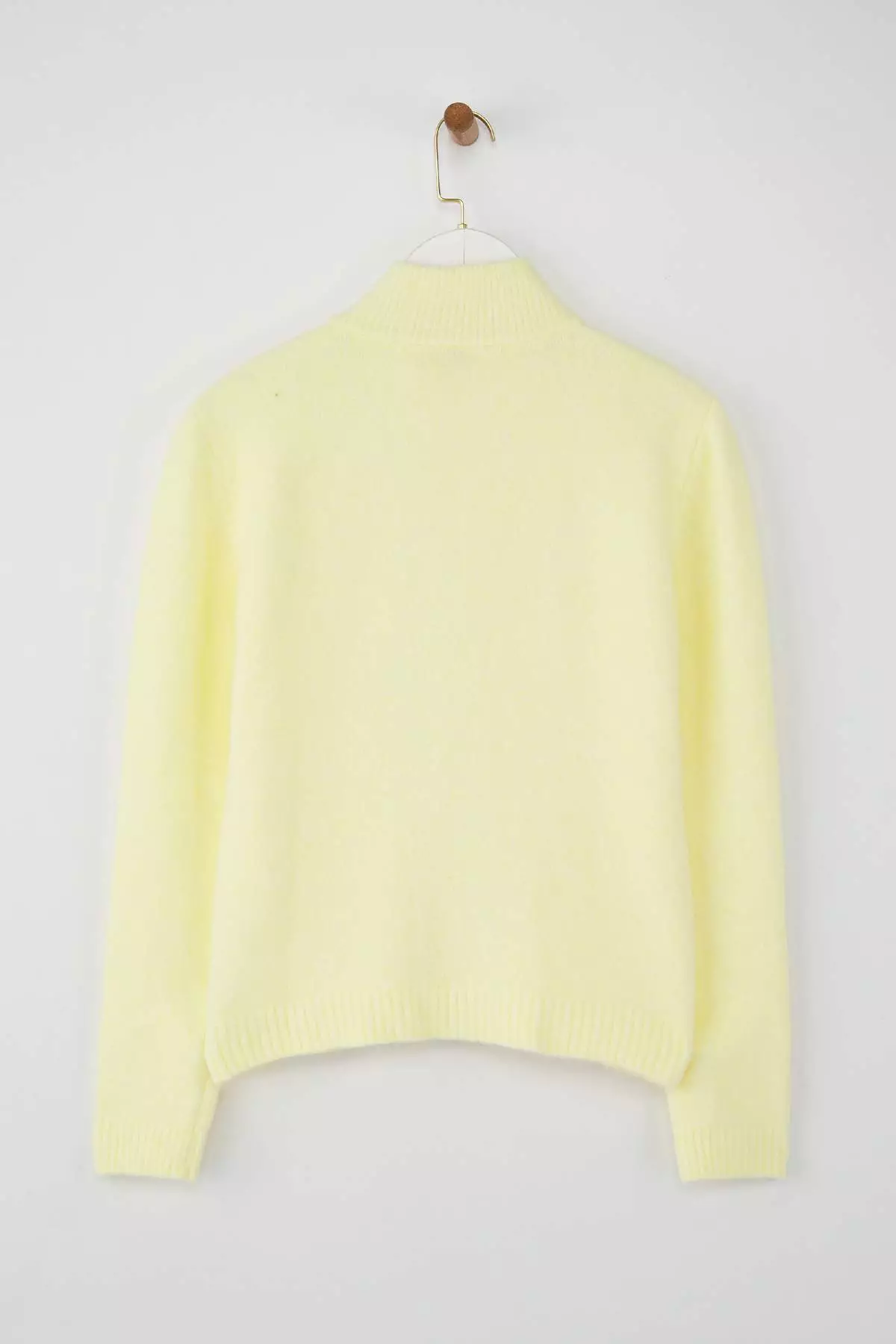 Wardrobe Essentials Yellow Wool Zippered Stand Collar Daisy Knit Cardigan | Twoaw26Hi00090