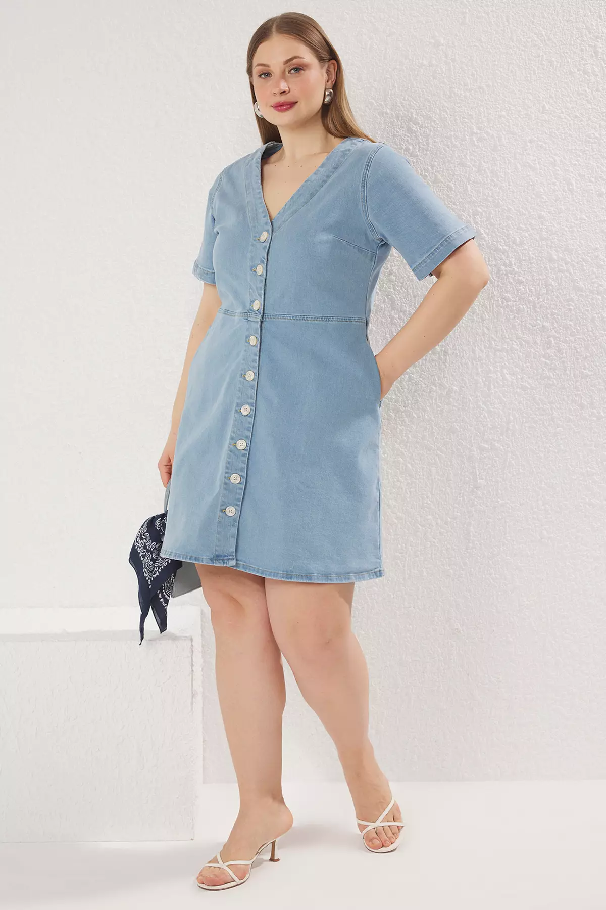 Plus Size Blue Comfort Denim Dress