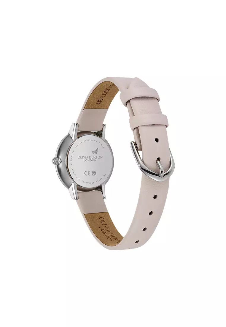 Olivia Burton Ultra Slim Bee Primrose Pearlised Dial Primrose Leather Strap 28mm - 24000270