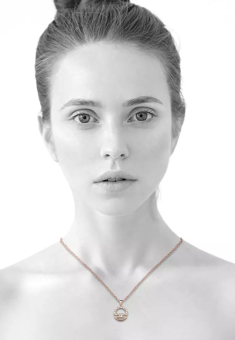 Modern Sphere Pendant Necklace in Rose Gold Adorned with Crystals from SWAROVSKI®