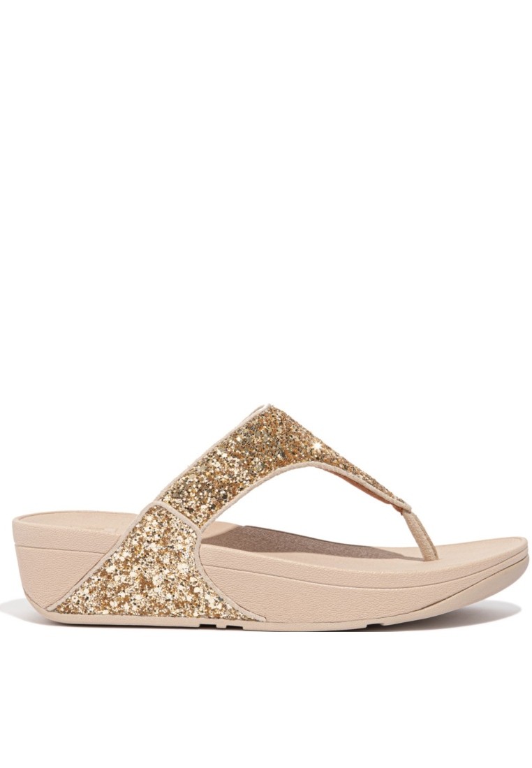 FitFlop LULU Women's Glitter Toe-Post Sandals - Platino (X03-675)