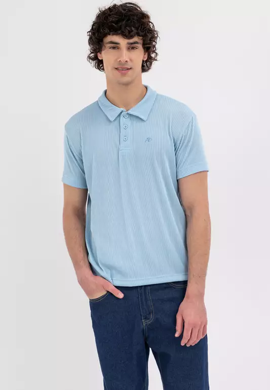 Men's Aero Indigo Pleated Polo Shirt