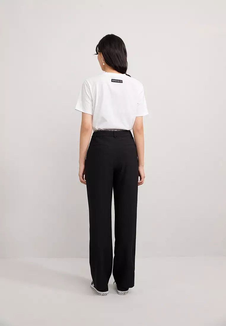 Slogan Waistband Straight Pants