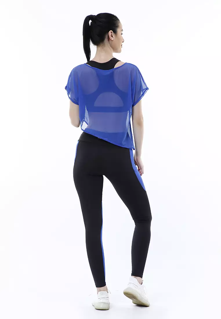 Jeslin One Set Atasan Bawahan Baju Senam Aerobik 3 in 1 High Quality - Biru