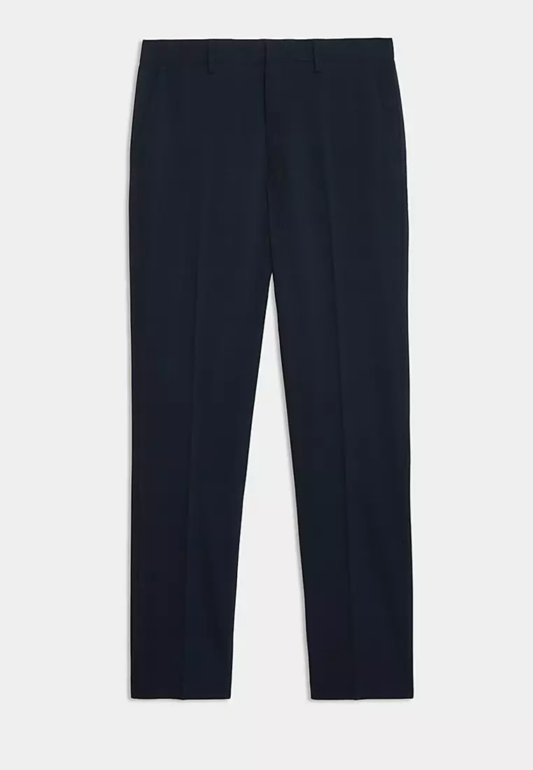 Tailored Fit Flat Front Check Trousers