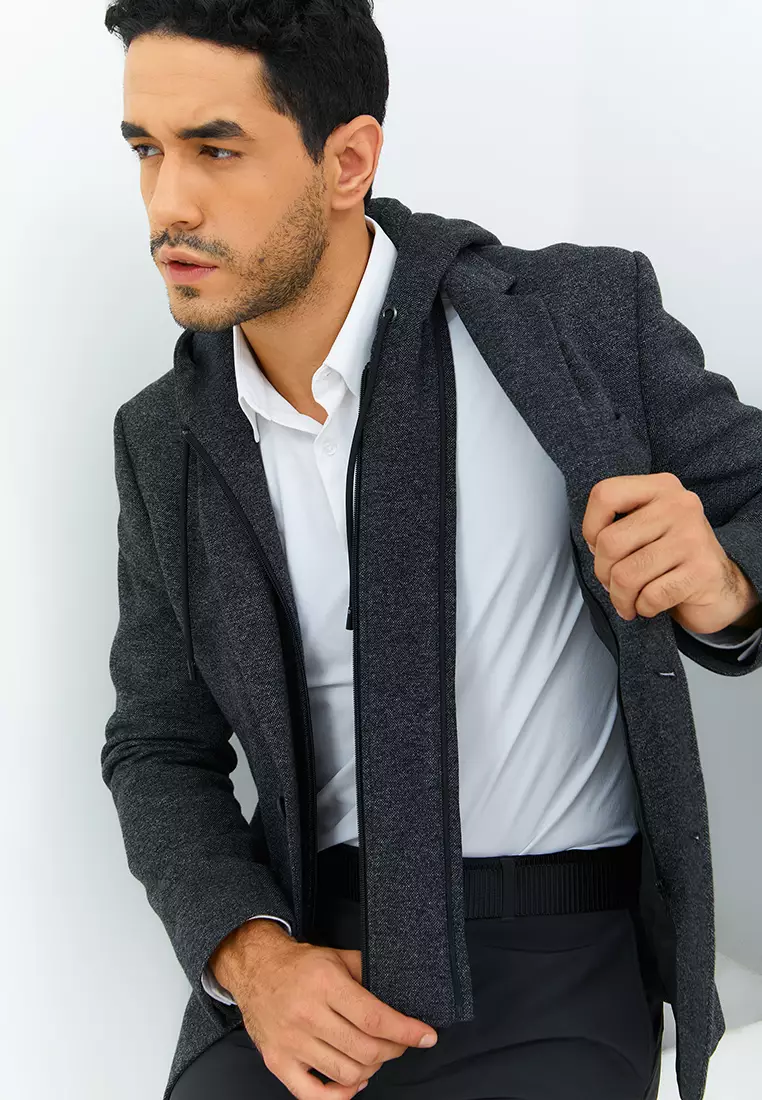 Jobb Darden-T2 Hybird Blazer Pria Slim Fit Dark Grey