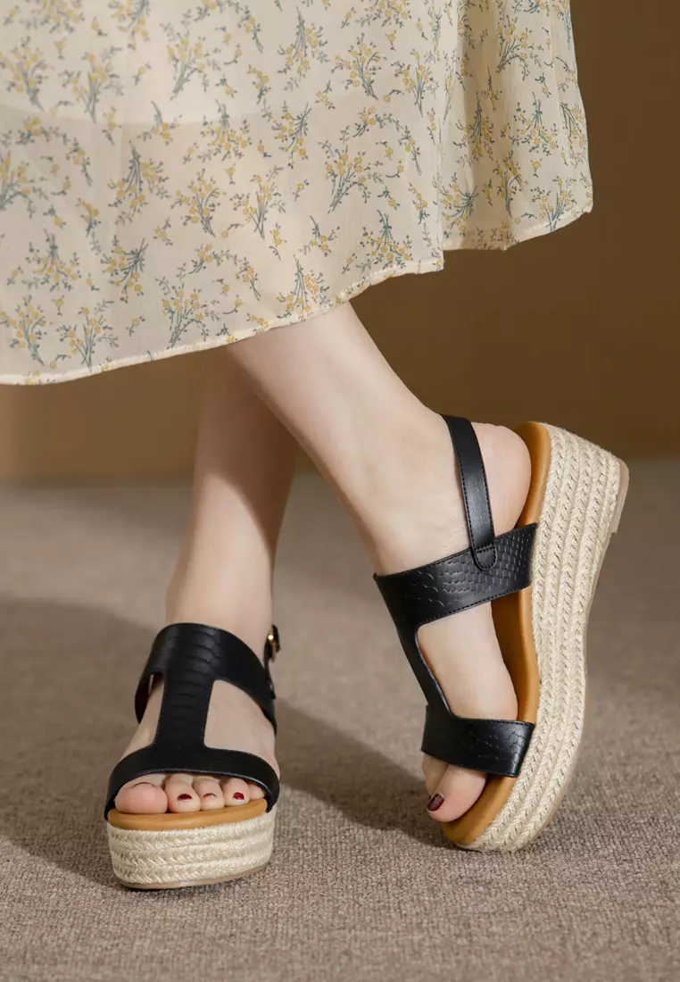 Texture Strap Wedge Espadrilles ALM3035-4