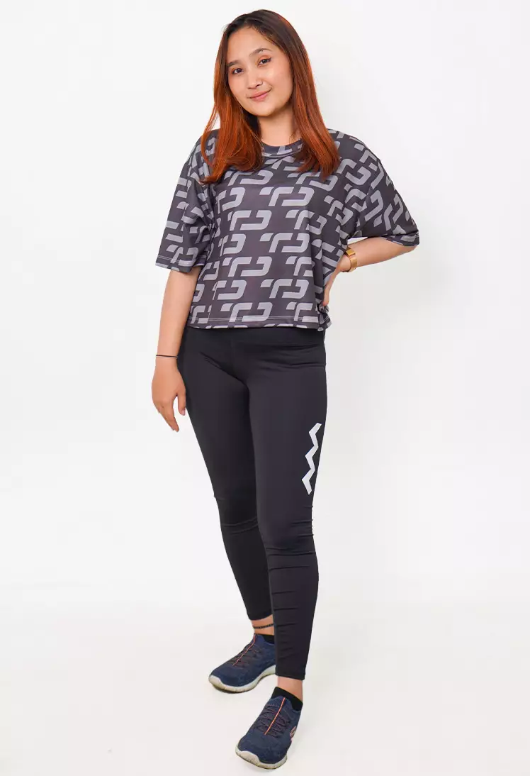 LSB23 baju olahraga wanita hitam crop top fit to xxl big size korean style aerobic zumba poundfit