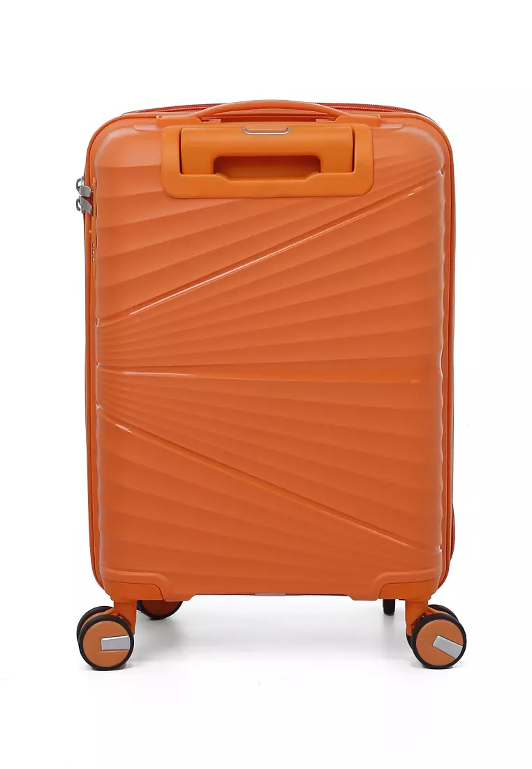 Carlton Koper Size 20inch Unisex Lock Anti Theft Zipper Suitcase Material Fiber ORIGINAL - Orange