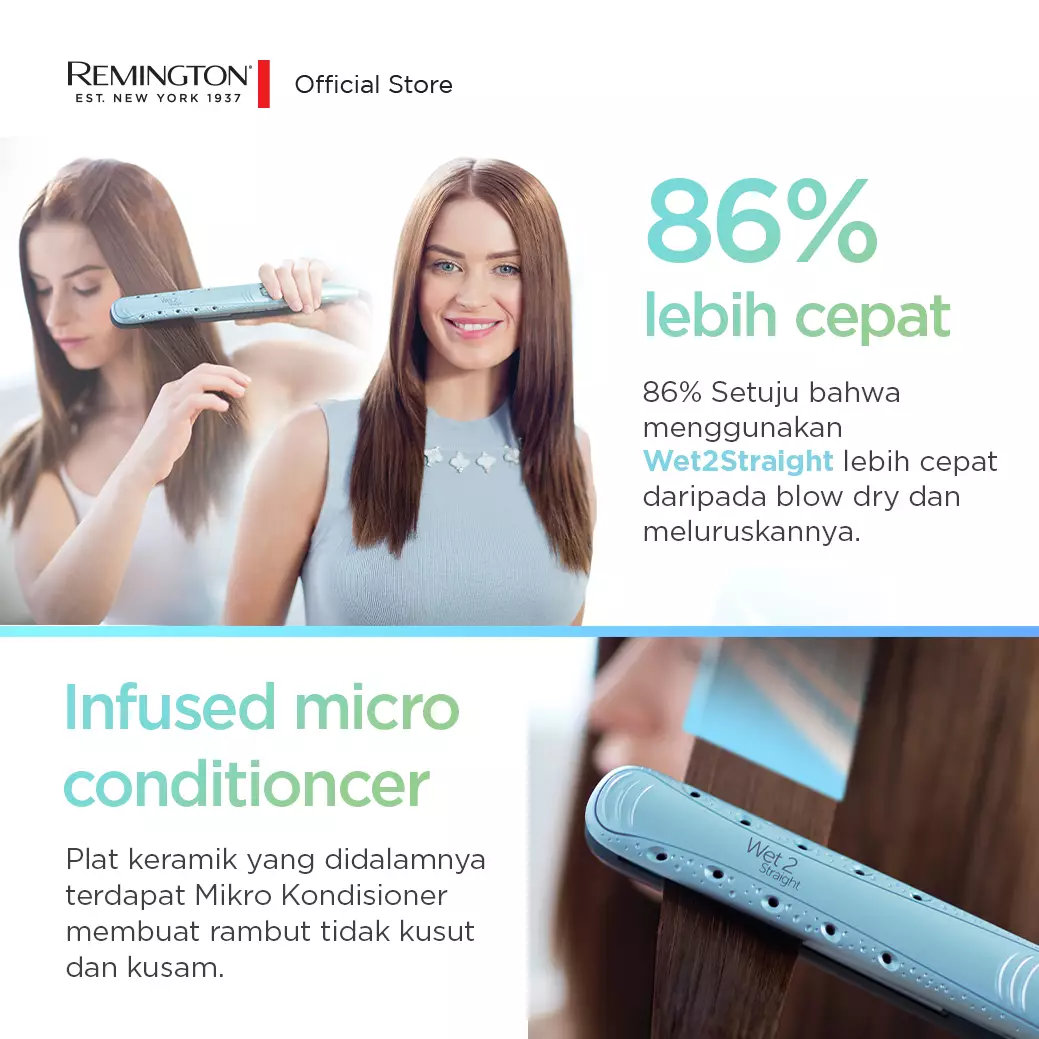 Remington Catokan Pelurus Rambut Wet 2 Straight S7300
