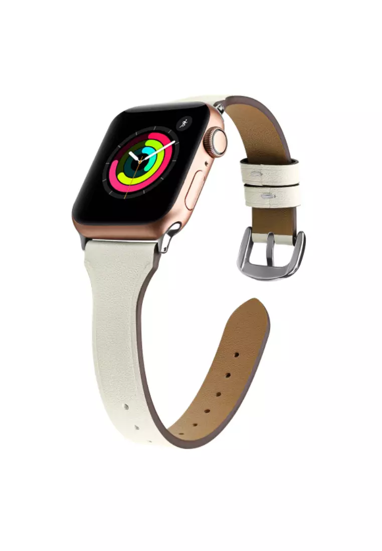 Buy Kings Collection Milan White Leather Apple Watch Band 42MM