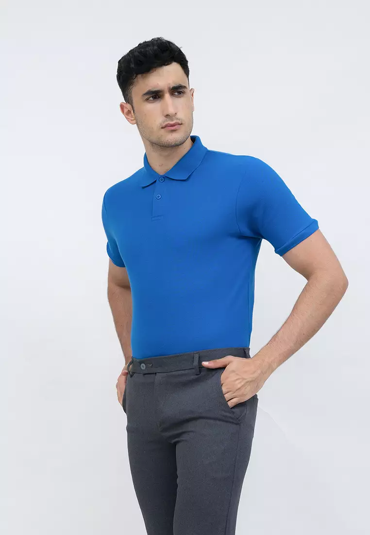 polo shirt baju kaos kerah polo slim houseofcuff biru
